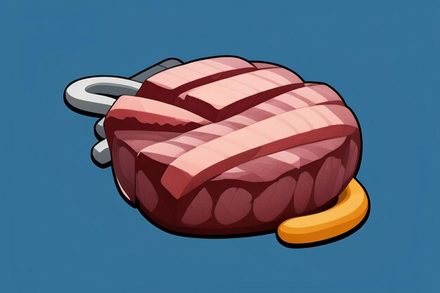 Beef western food icono de la interfaz de usuario diseño de accesorios de juego estilo bistec gourmet 3D c4d elemento de renderización de dibujos animados