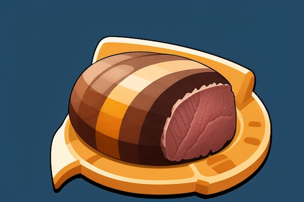Foto beef western food icono de la interfaz de usuario diseño de accesorios de juego estilo bistec gourmet 3d c4d elemento de renderización de dibujos animados