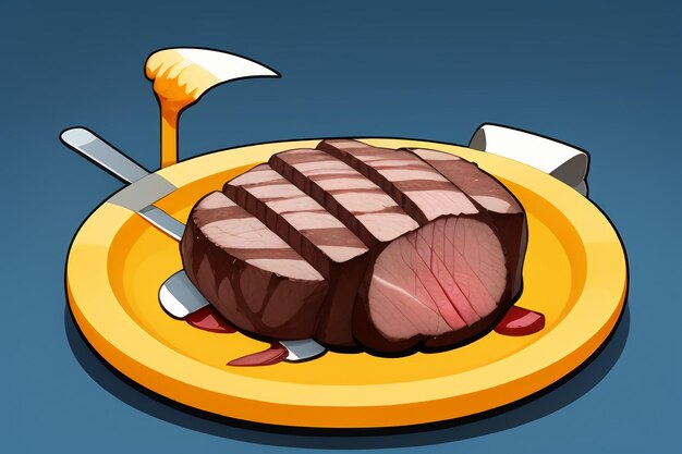 Foto beef western food ui icon game prop design gourmet steak style 3d c4d elemento de renderização de desenho animado