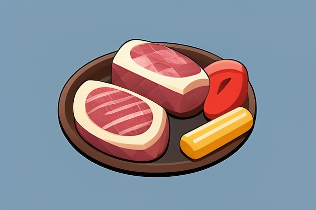 Beef western food UI icon game prop design gourmet steak style 3D c4d elemento de renderização de desenho animado