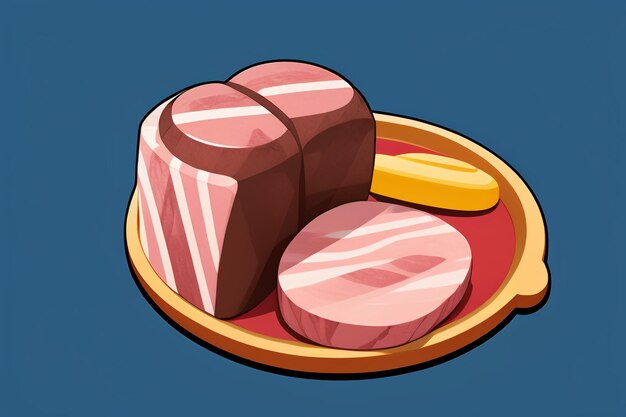 Beef western food UI icon game prop design gourmet steak style 3D c4d elemento de renderização de desenho animado