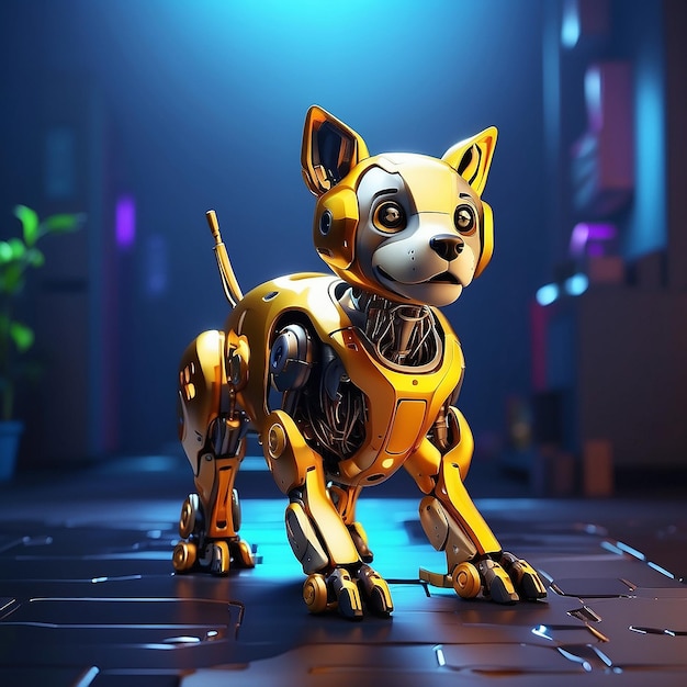 Beeindruckende Roboterhund-Illustration, die Technologie und Süße verbindet