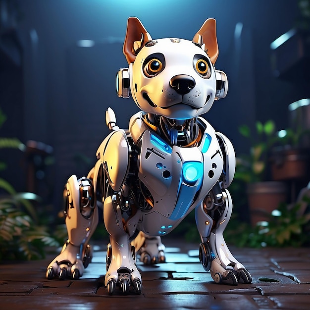 Beeindruckende Roboterhund-Illustration, die Technologie und Süße verbindet