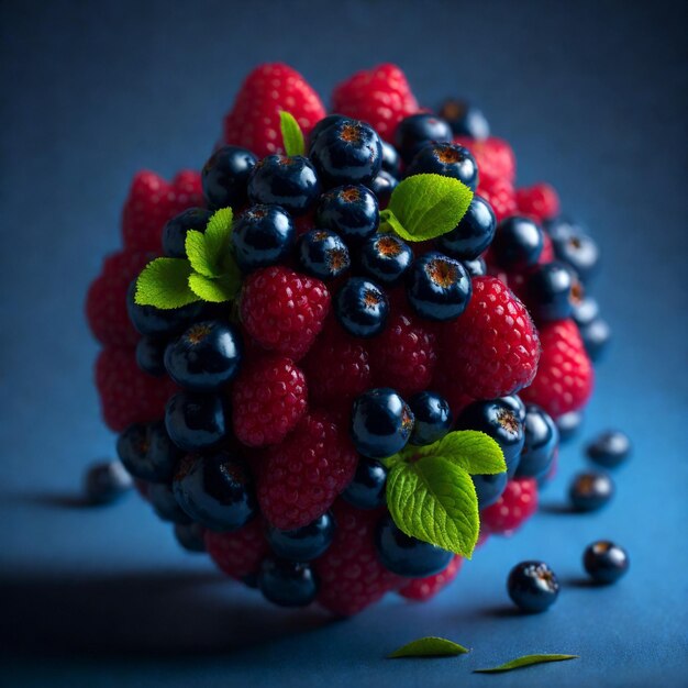 Beeren auf blauem Hintergrund