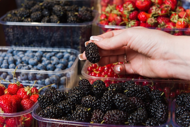 Beeren auf dem lokalen Markt kaufen