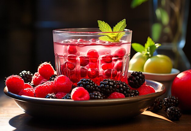 Beeren in einem Glas Wasser