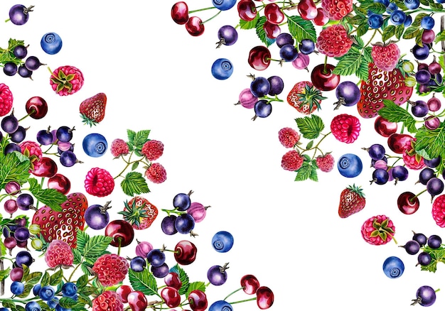 Foto beeren-rahmen. aquarell-illustration.