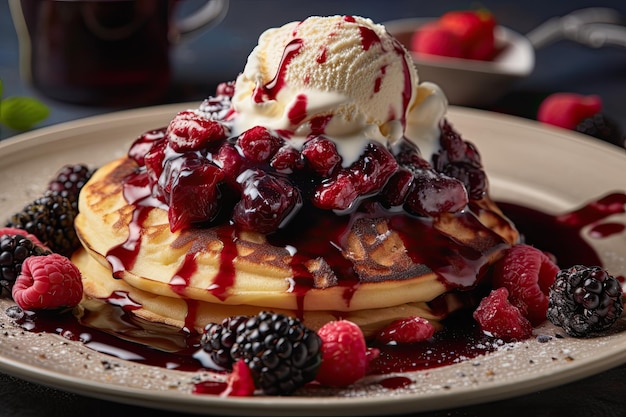 Beerenpfannkuchen mit Eis als Belag