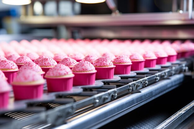 Beförderband voller rosa Cupcakes