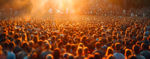 Begeisterte Menschenmenge bei einem lebendigen Konzert, das sich an einem Sommermusikfestival erfreut Konzept Begeisterter Menschenmenge Lebendiges Konzert Sommermusikfest Live-Auftritte Feierliche Atmosphäre