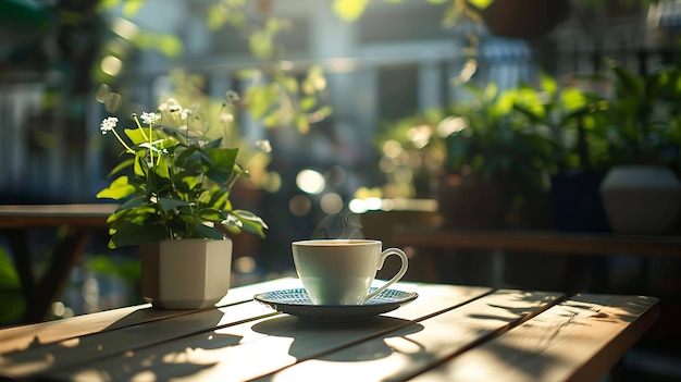 Beginnen Sie Ihren Tag mit einer Tasse Kaffee im Garten Die frische Luft und die wunderschöne Landschaft werden Ihnen helfen, sich zu entspannen und Ihren Kaffee noch mehr zu genießen