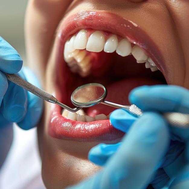 Bei dem Zahnarzt professionelle Mundpflege für ein gesundes Lächeln Routineuntersuchungen Reinigungen und Behandlungen, um eine optimale Zahngesundheit und ein selbstbewusstes strahlendes Lächeln für jeden Patienten zu gewährleisten