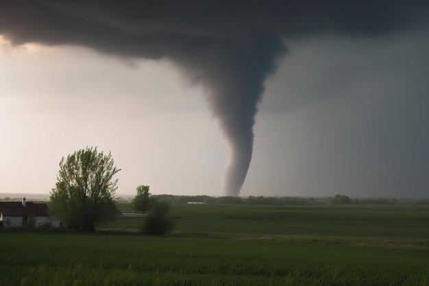 Bei schlechtem Wetter nähert sich ein Tornado der Landschaft