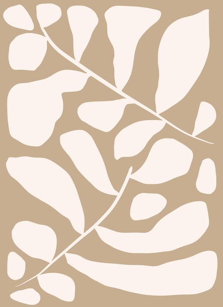 Beige botanische Illustrations-Blumenkunst-Natur-Kunst-Liebhaber