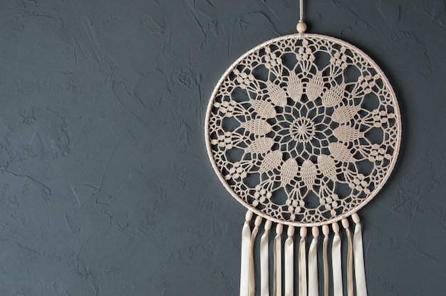 Beige crochet doily dream catcher