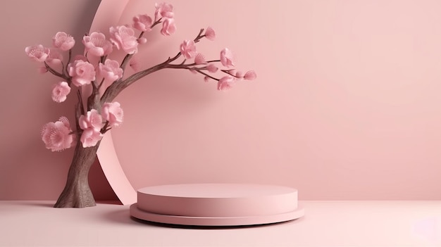 Beige organizar aparece Sakura rosa hacer división de árboles Recurso creativo Generado por IA