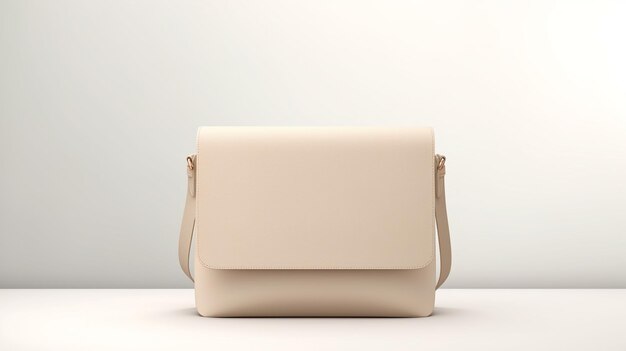 BeigeCream Crossbody Bag isolado em fundo branco com espaço de cópia para publicidade