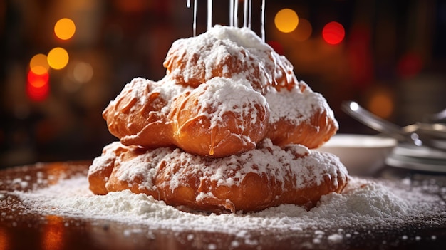 Foto beignet ist eine art fritter oder frittiertes gebäck