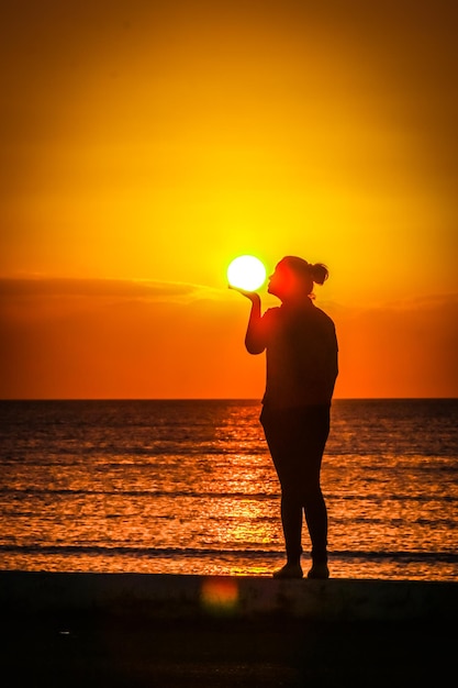 Foto beijo do pôr-do-sol