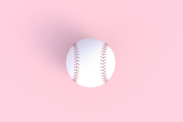 Béisbol aislado en el fondo rosado, representación 3d