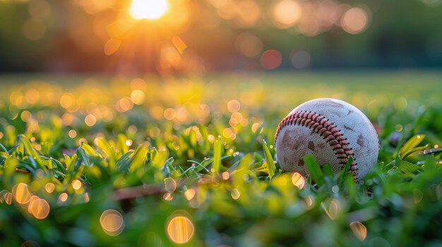 Béisbol en el campo verde exuberante