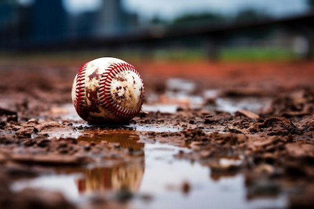 Béisbol descansando en el campo AI