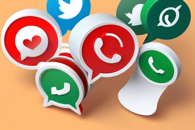 beitreten Sie uns auf WhatsApp in 3D Speech Bubble Social Media Icons Banner