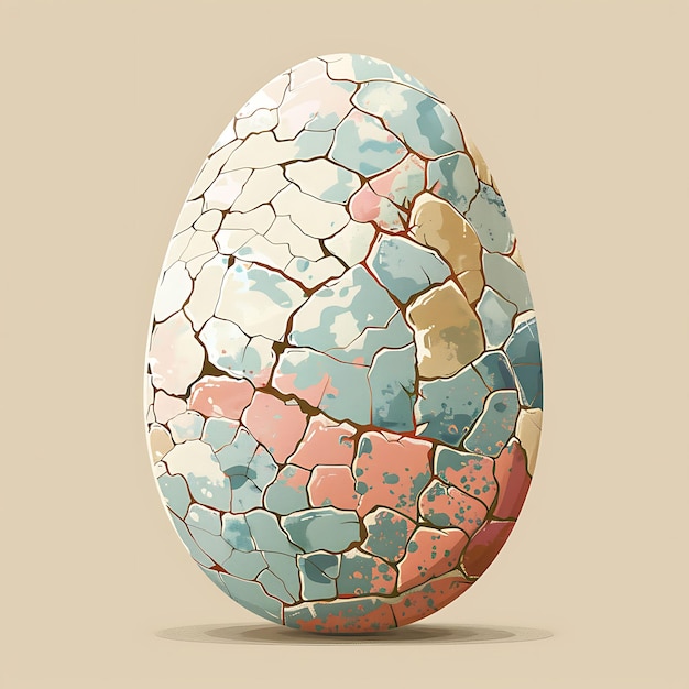 Beitzah Huevo Duramente Hervido con textura de cáscara de huevo agrietada Mos Ilustración Decoración de fondo de tendencia