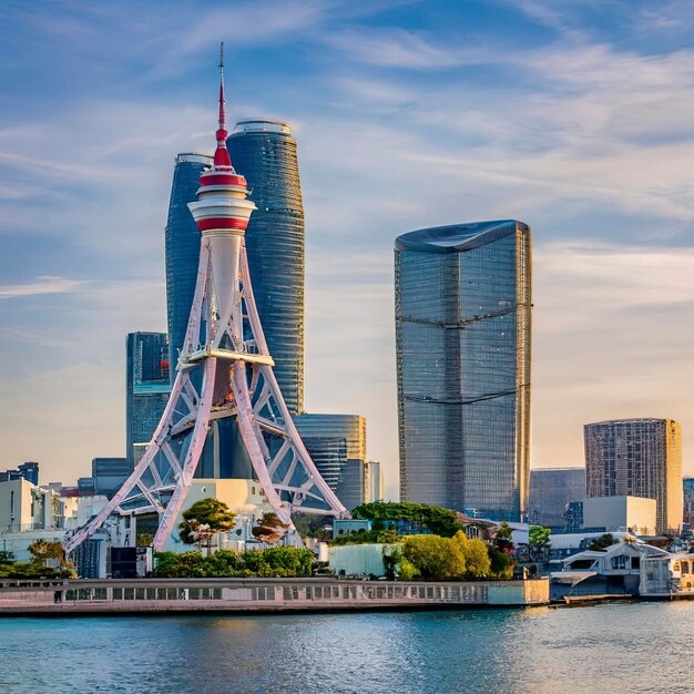 Bela arquitetura e paisagem urbana com torre marinha em Yokohama Japão