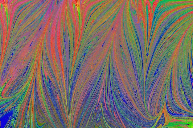 Bela arte abstrata de técnicas de pintura de mármore Ebru na água com tintas acrílicas