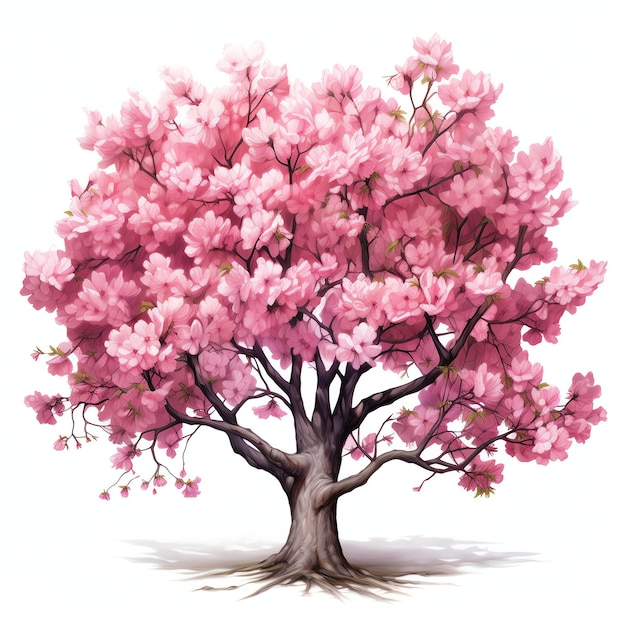 bela árvore de cerejeira em flor aquarela ilustração clipart