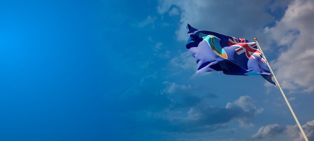 Bela bandeira do estado de Montserrat no céu azul