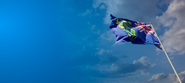 Bela bandeira do estado de Pitcairn no céu azul