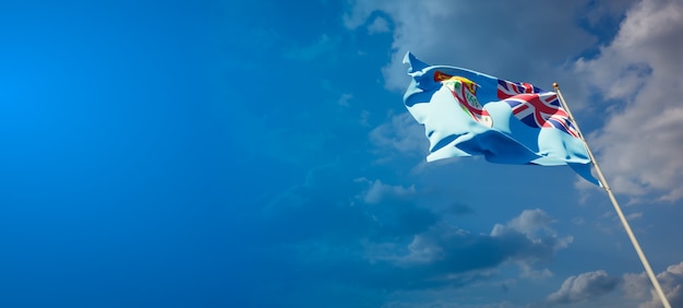 Foto bela bandeira do estado nacional de fiji com espaço em branco bandeira de fiji