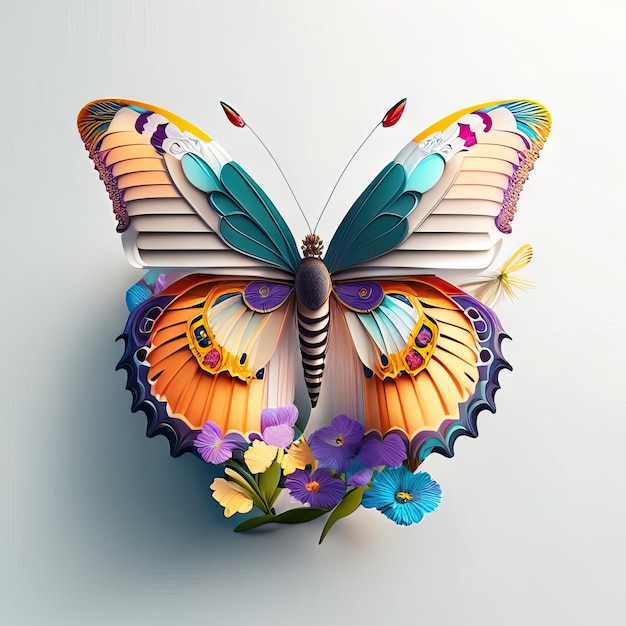 Foto bela borboleta em ilustração 3d