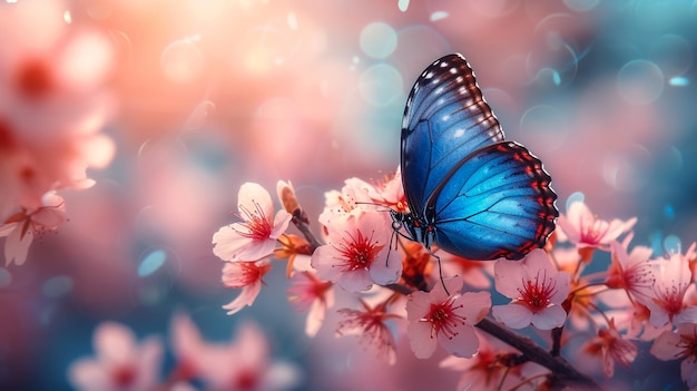 Bela borboleta na natureza de monarca em flor em um dia ensolarado brilhante