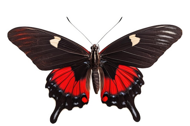 Bela borboleta vermelho-preto Papilio Rumanzovia