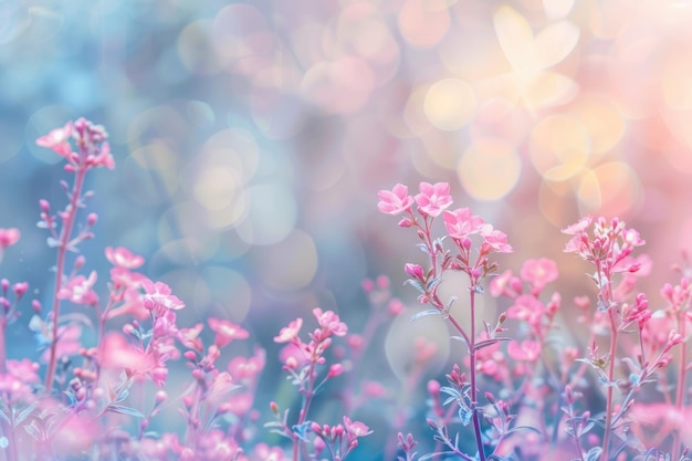 Bela borda floral pastel bela fundo desfocado profundidade de campo rasa