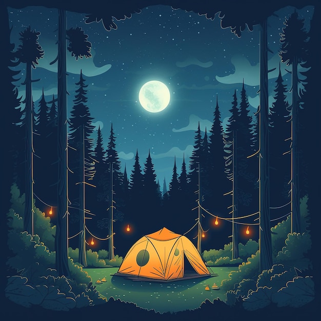 bela cabana em uma ilustração de floresta