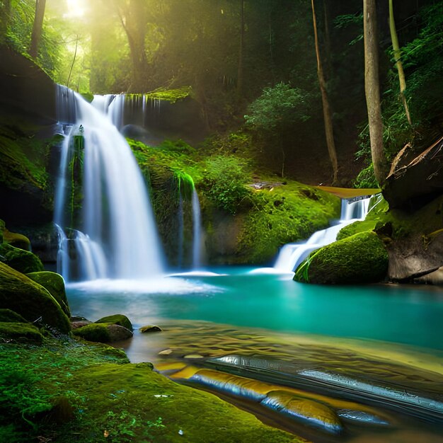 bela cachoeira na natureza floresta ai gerado