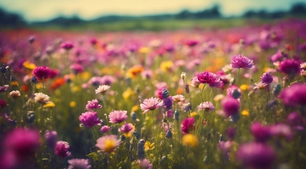 bela cena de campo de flores verão belas flores no campo verde natureza vista panorâmica