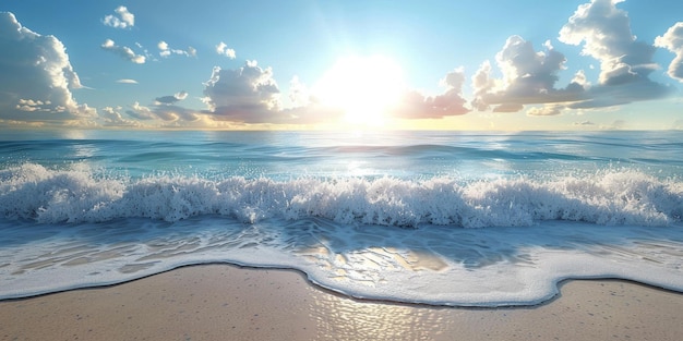 Bela cena de praia com areia branca e água azul