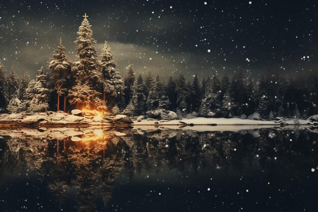 Foto bela cena noturna da árvore de natal no fundo