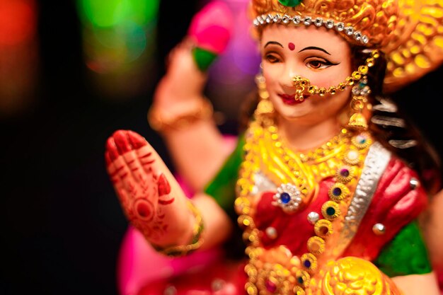 Bela Clay Idol da Deusa Hindu Lakshmi para o festival de Diwali.