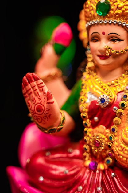 Bela Clay Idol da Deusa Hindu Lakshmi para o festival de Diwali.