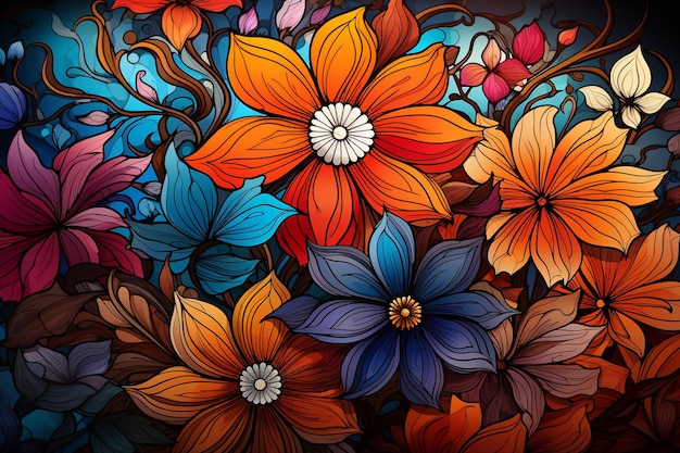 Bela composição de fundo floral colorido