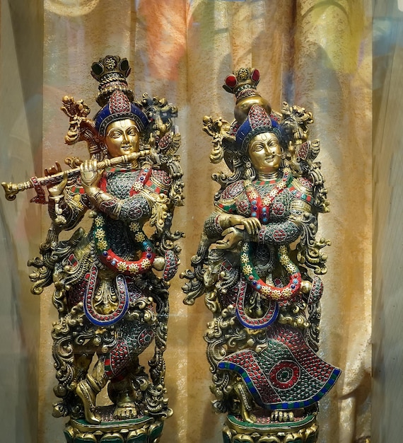 Bela escultura do senhor radha krishna