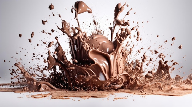 Bela explosão abstrata de leite e chocolate