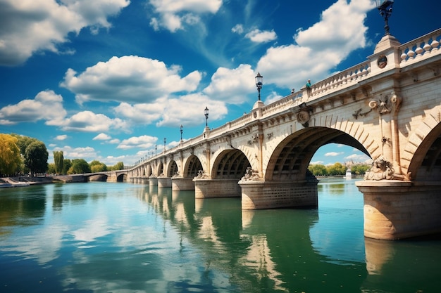 Bela foto de uma ponte de Avignon na França com um céu azul