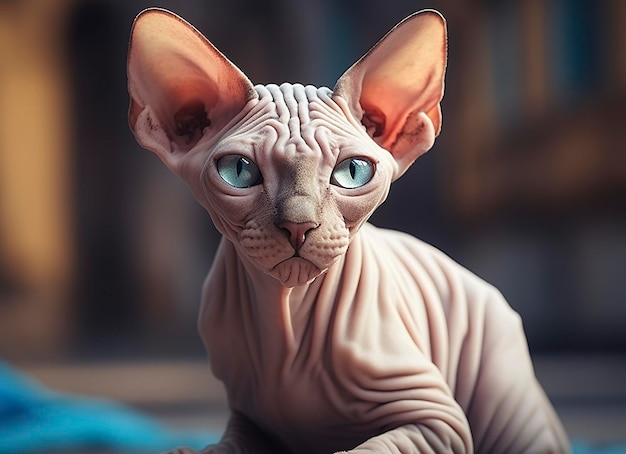 Bela foto Gato Sphynx conceito contemporâneo natural e humor fundo social IA generativa